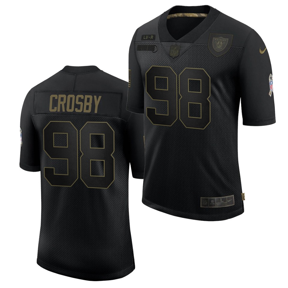 Men's Las Vegas Raiders #98 Maxx Crosby Black 2020 Salute To Service Limited Stitched Jersey